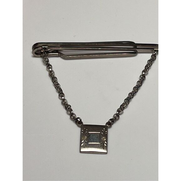 Vintage Engraved Sterling Silver Cuff Links & Tie Bar Hallmarked - Picture 7 of 12